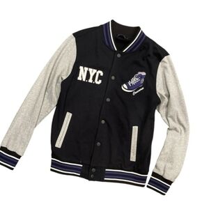 Converse M fleece long sleeve baseball jacket with raised fabric details NYC